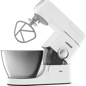 Kenwood Chef KVC3100 Stand Mixer - Stylish food mixer in white with K-beater, dough hook, whisk and 4.6L bowl, 1000W