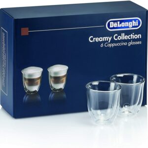 De'Longhi Delonghi 5513296661 Creamy Collection Double Walled Thermo Cappuccino Glasses, Set of 6, Clear