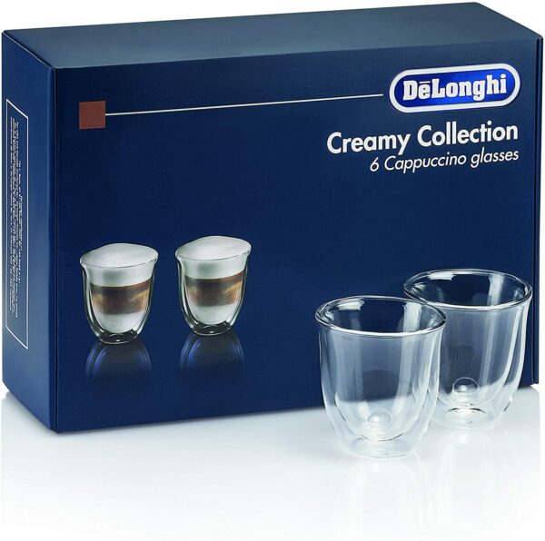 De'Longhi Delonghi 5513296661 Creamy Collection Double Walled Thermo Cappuccino Glasses, Set of 6, Clear